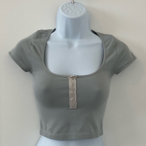 NWOT Free People Intimately Josie Cropped Baby Tee - Storm Grey - Size XS/S - Picture 4 of 8